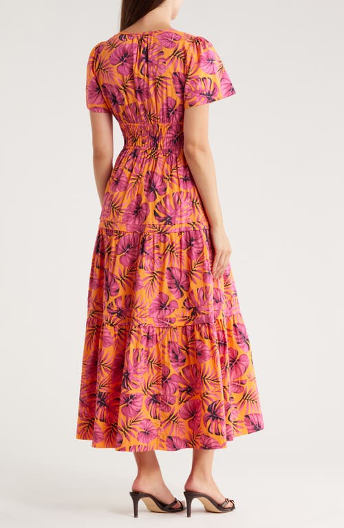 Area Stars Flutter Sleeve Cotton Midi Dress In Multi
