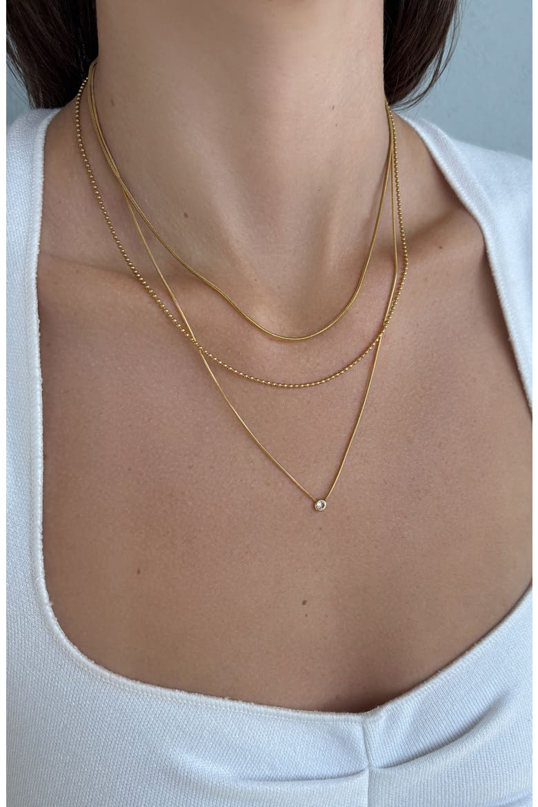 Layered Cubic Zirconia Necklace, Alternate, color, GOLD