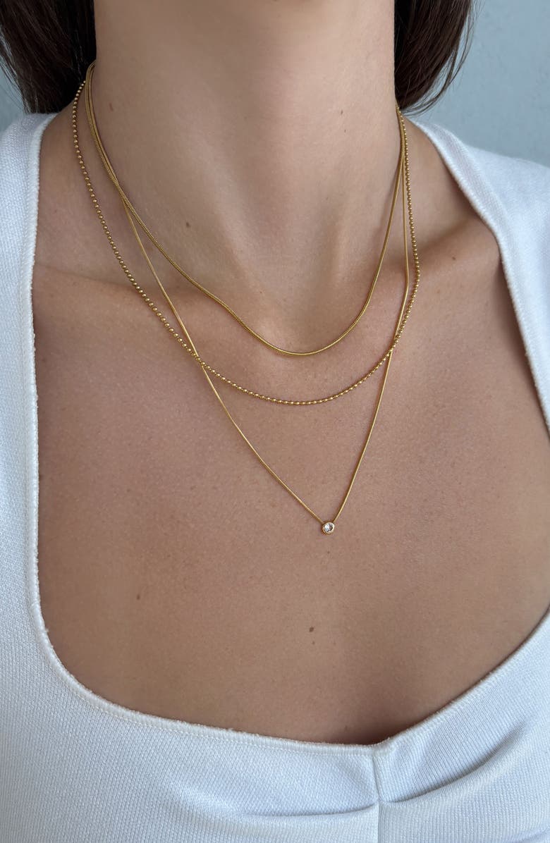 Adornia Layered Cubic Zirconia Necklace, Alternate, color, Gold