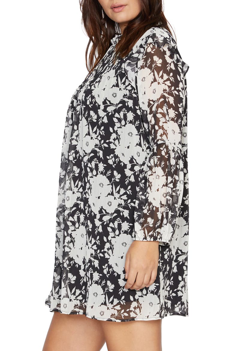 Floral Audrey Long Sleeve Chiffon Swing Dress, Alternate, color, SHADOW BLOOM