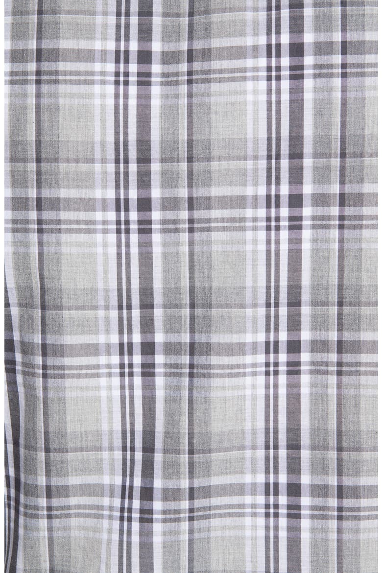 Slim Fit Plaid Button-Down Shirt, Alternate, color, GREY SILK LINEN MADRAS CHECK
