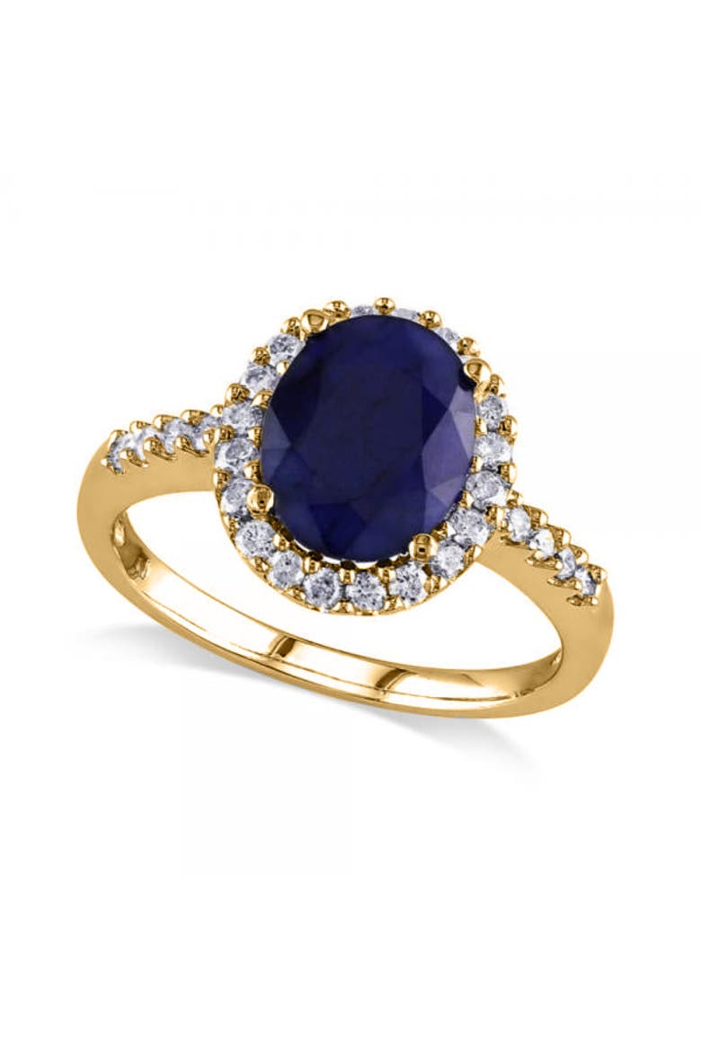 Oval Blue Sapphire & Halo Diamond Engagement Ring 14k, Main, color, 3.92ct/Yellow Gold