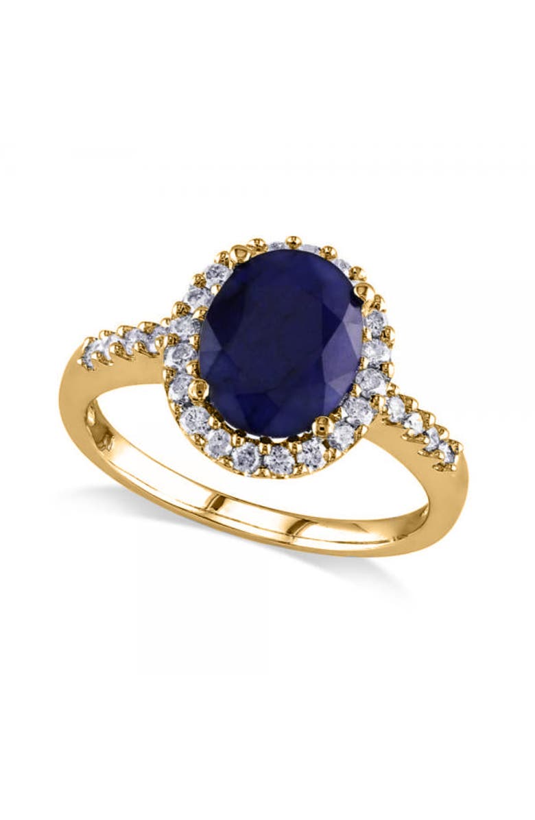 ALLUREZ Oval Blue Sapphire & Halo Diamond Engagement Ring 14k, Main, color, 3.92Ct/Yellow Gold