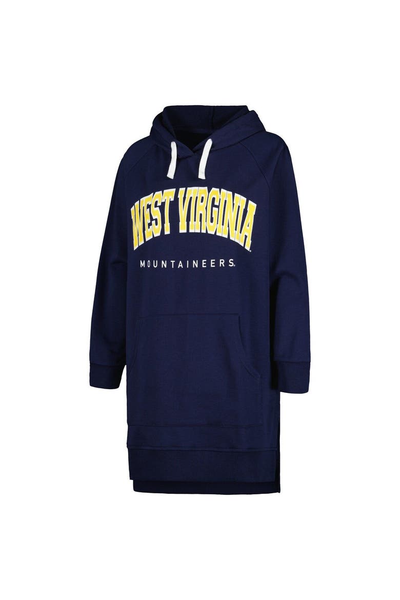 Women's Gameday Couture Navy West Virginia Mountaineers Take a Knee Raglan Hooded Sweatshirt Dress, Alternate, color, Navy