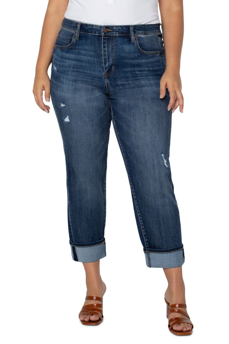 Marley Cuff Girlfriend Jeans, Main, color, BLUE MESA