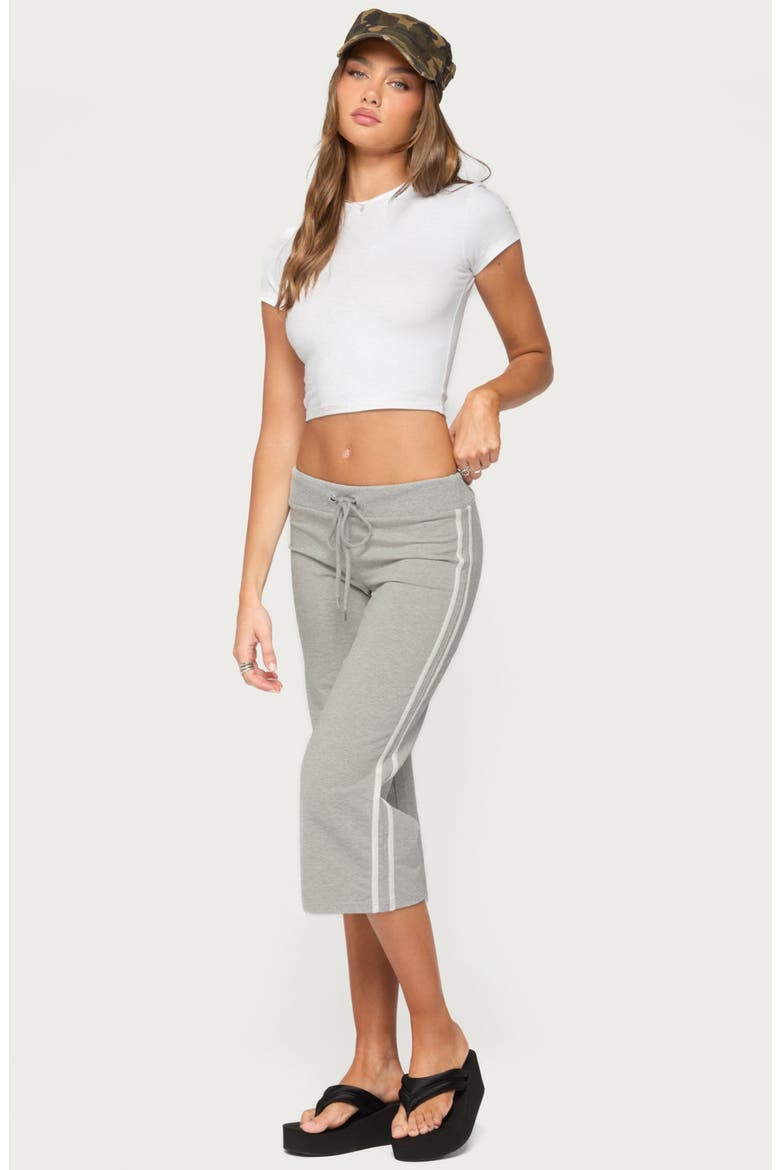 Zanele Side Stripe Capri Sweatpants, Alternate, color, GRAY-MELANGE
