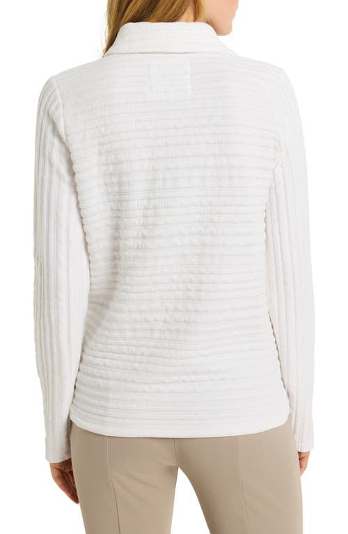Nz Active By Nic+zoe Textured Long Sleeve Johnny Collar Polo In Paper White