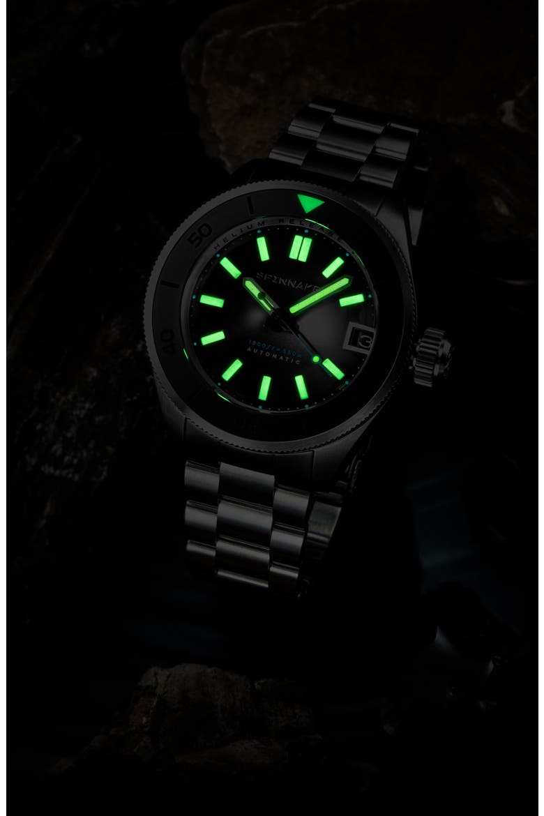 Piccard Automatic Bracelet Watch, 45mm, Alternate, color, BLACK