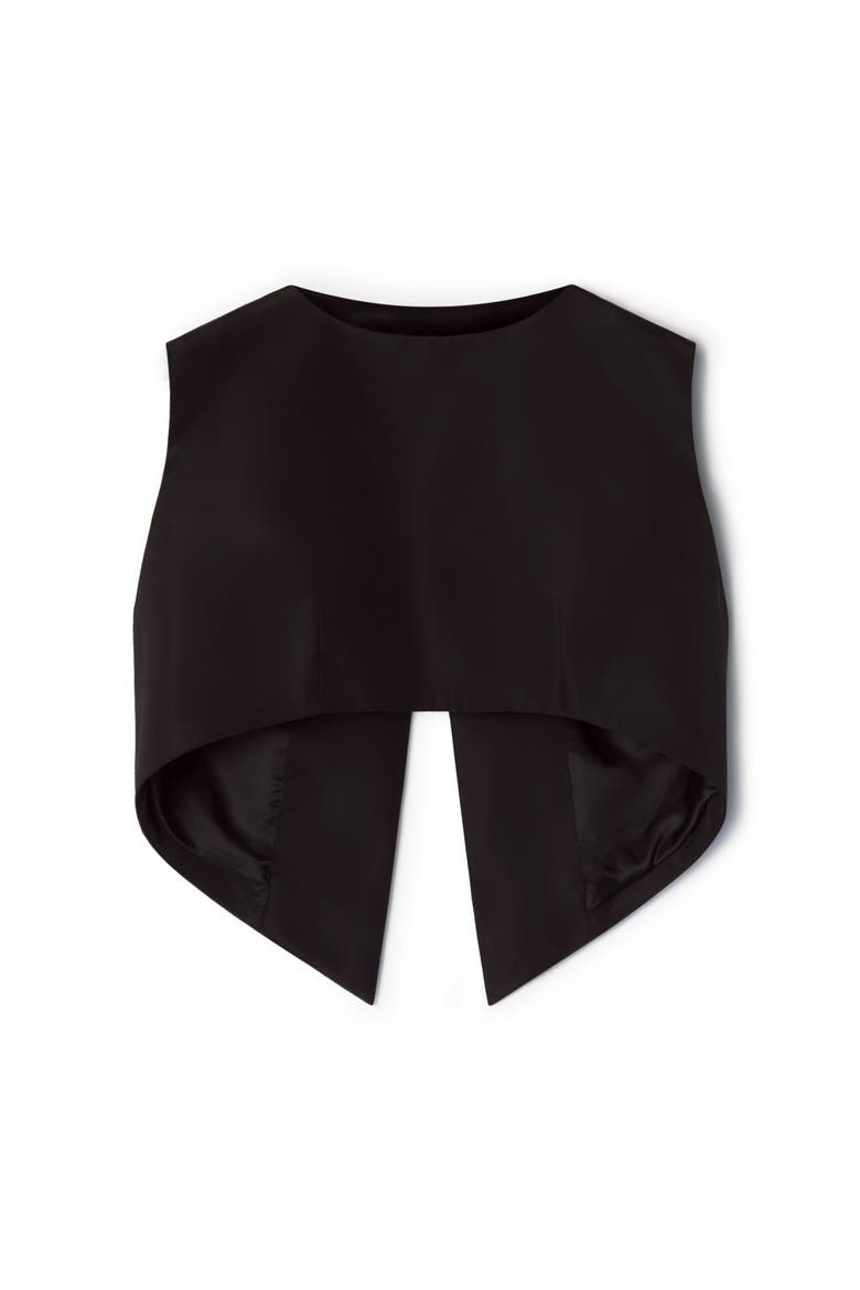 Silk Faille Cropped Top, Alternate, color, Black