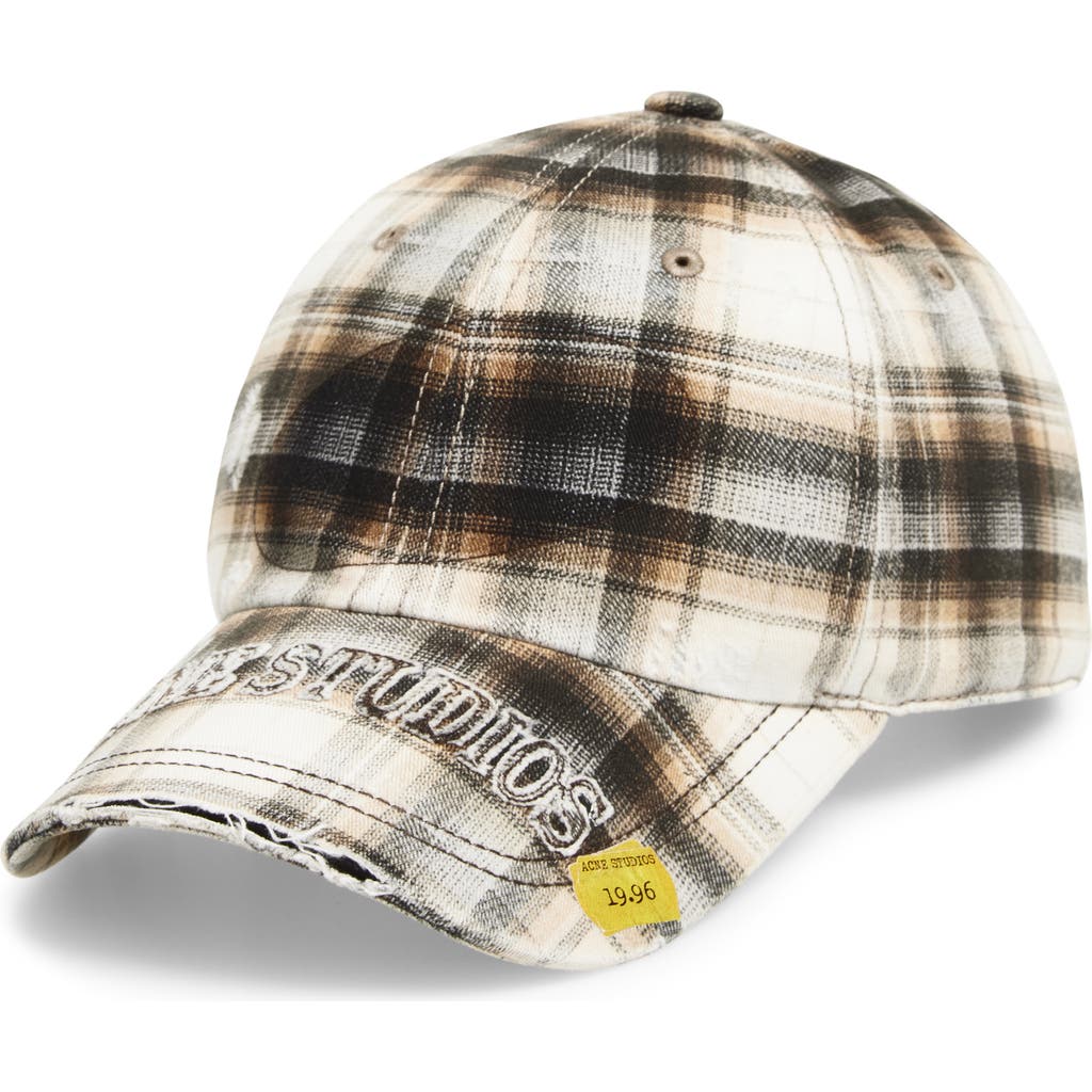 Acne Studios Distressed Plaid Adjustable Baseball Cap In Multi