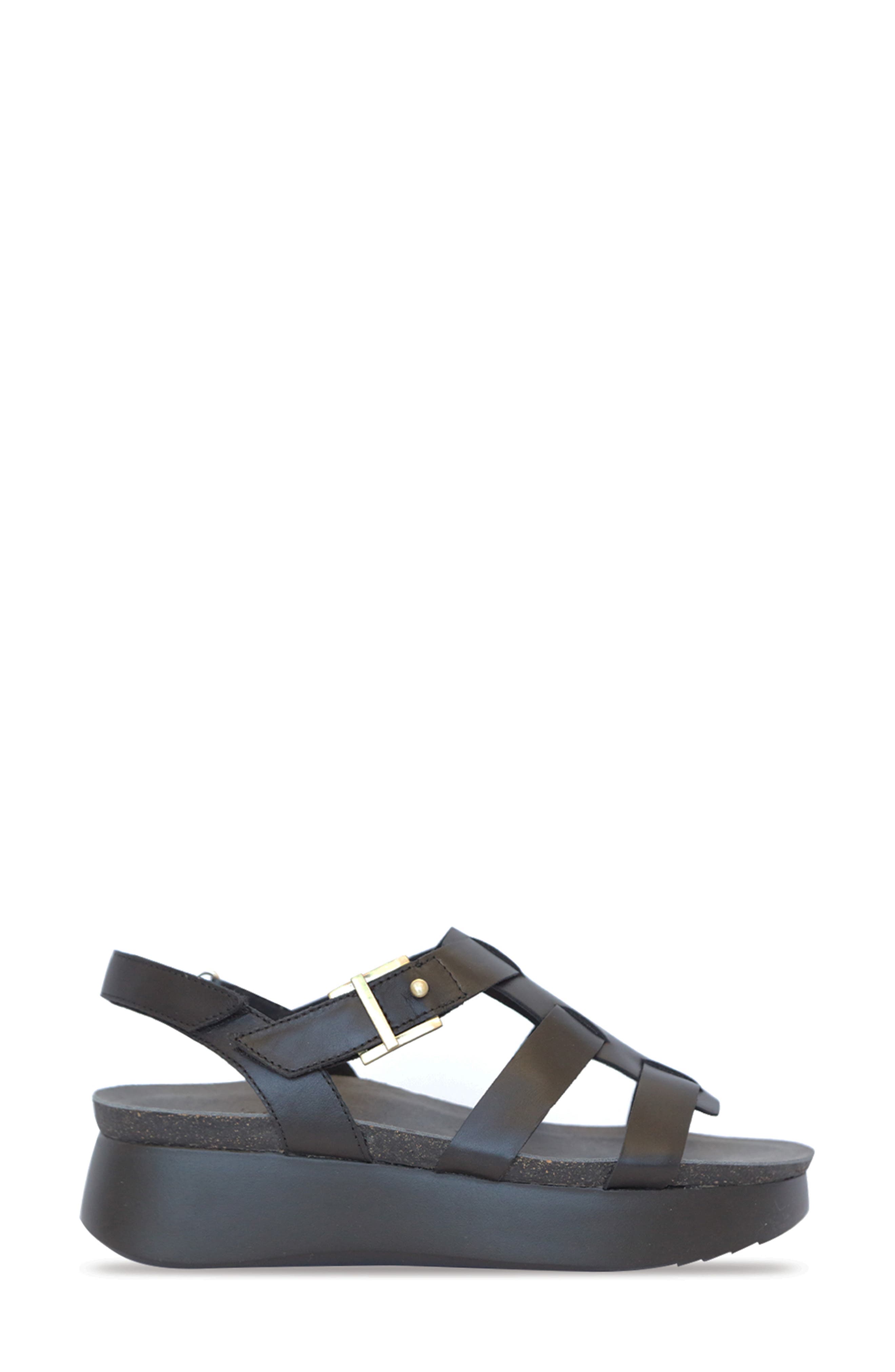 Flynn Platform Sandal, Alternate, color, BLACK LEAT