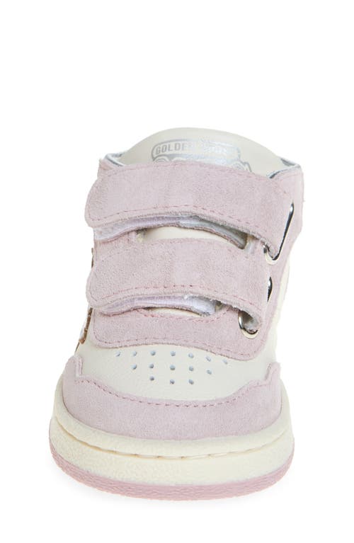 Golden Goose Baby June Leather Sneakers In White/pink/silver