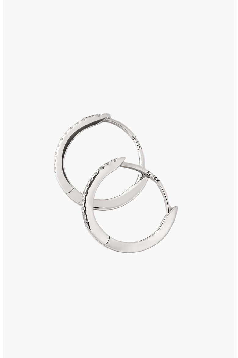 Pave Diamond Huggie Hoops, Alternate, color, White Gold / Diamond