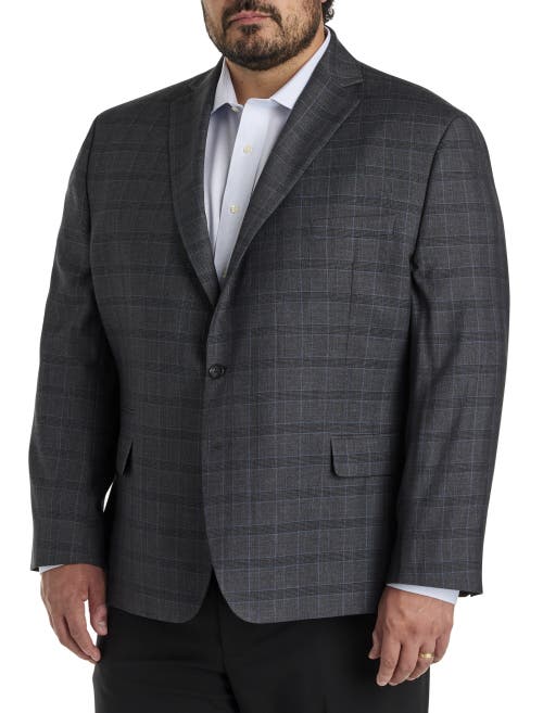 Michael Kors Big & Tall Windowpane Sport Coat In Charcoal