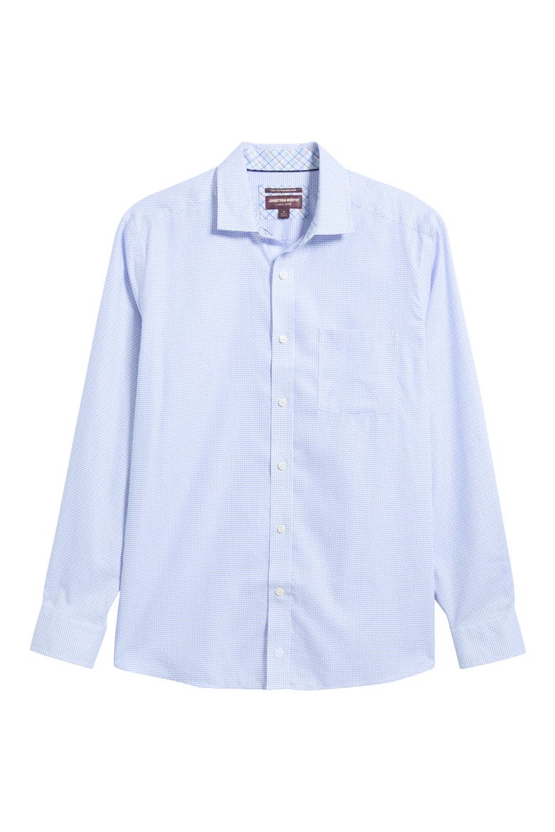Ovation Non-Iron Cotton Button-Up Shirt, Main, color, WHITE/ ROYAL MINI BOX