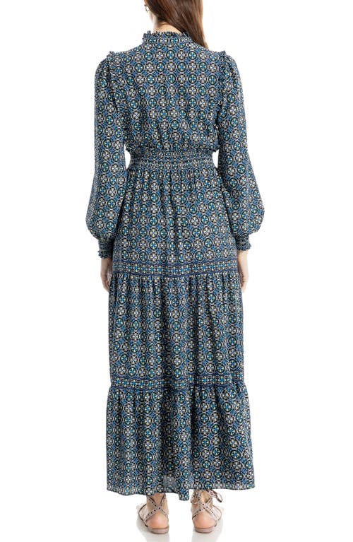 Max Studio Tiered Long Sleeve Maxi Dress In Multi