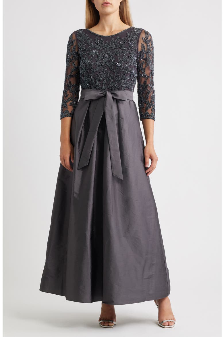 Sequin Bodice Gown, Main, color, SLATE 421