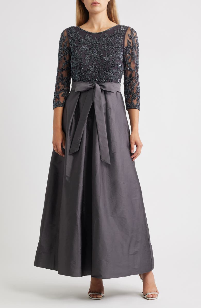 Pisarro Nights Sequin Bodice Gown, Main, color, Slate 421