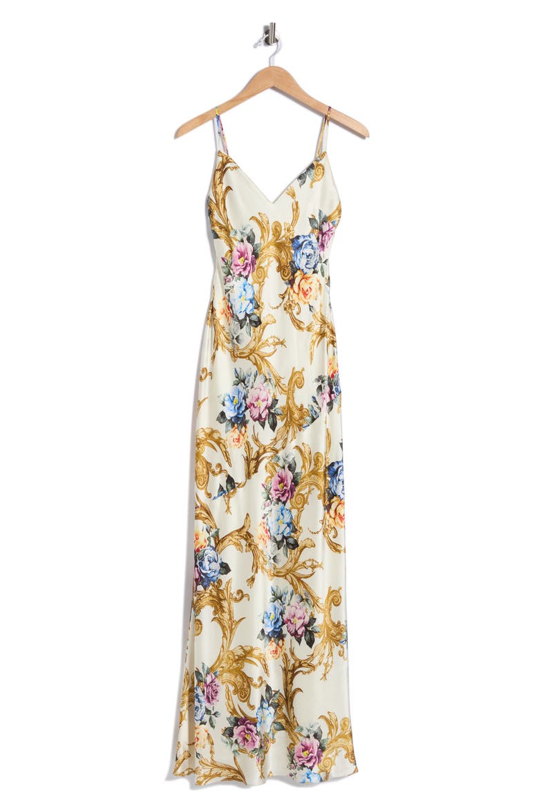 Serita Bias Cut Silk Maxi Dress, Alternate, color, VINTAGE WHITE LARGE FLORAL BAR