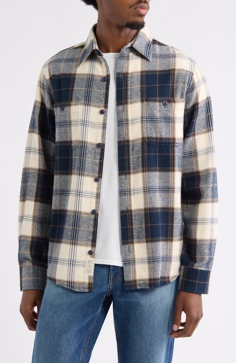 Plaid Flannel Button-Up Work Shirt