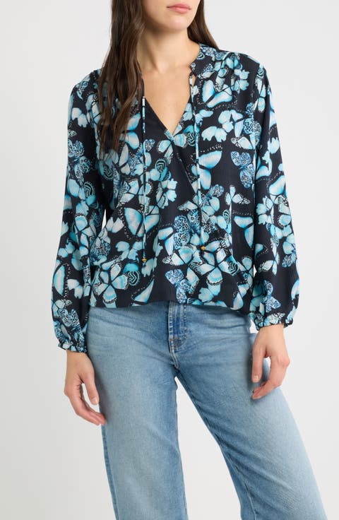 Butterfly Print Long Sleeve Top