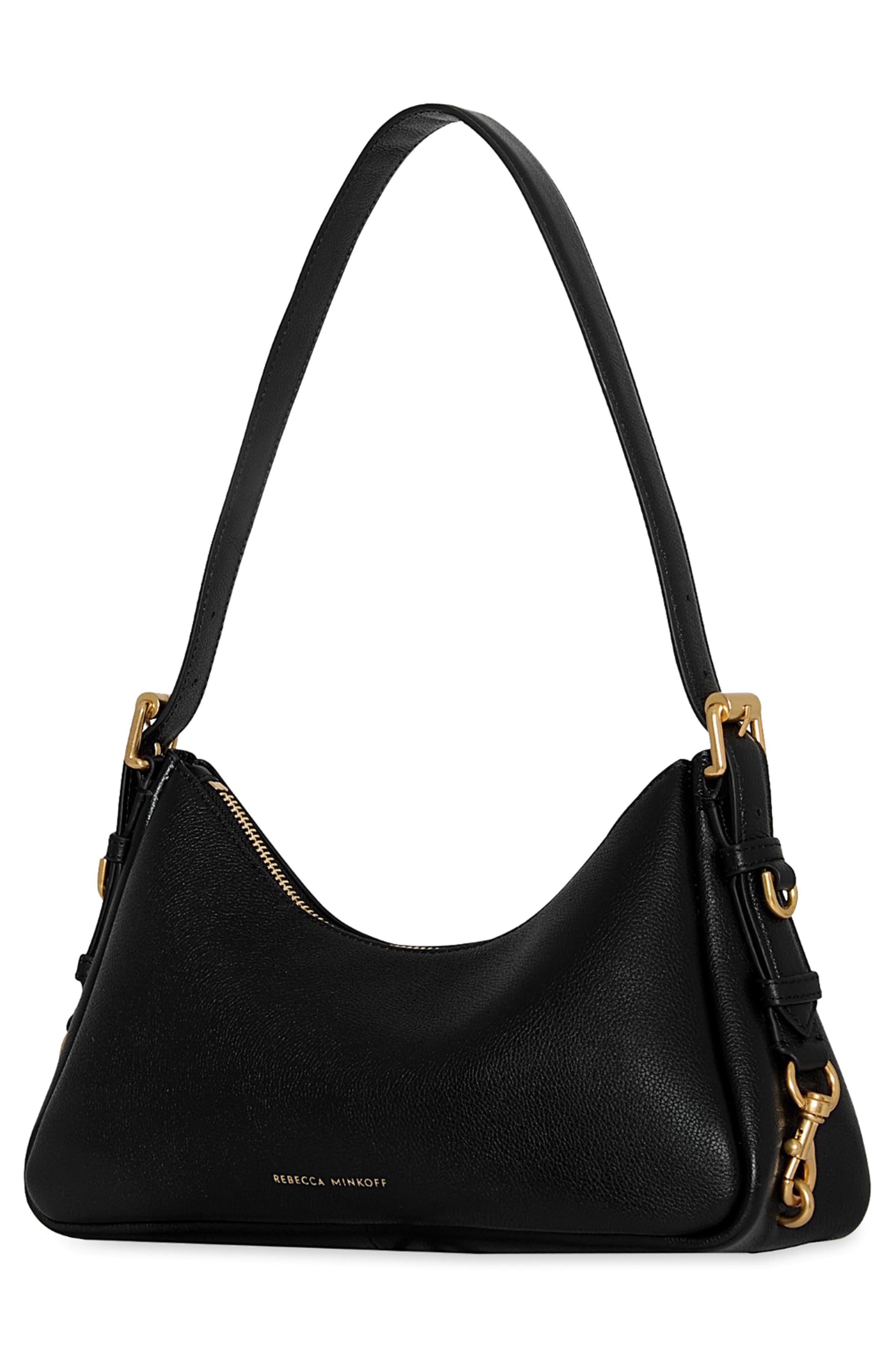 Rebecca Minkoff Small Mia Leather Shoulder Bag, Alternate, color, Black