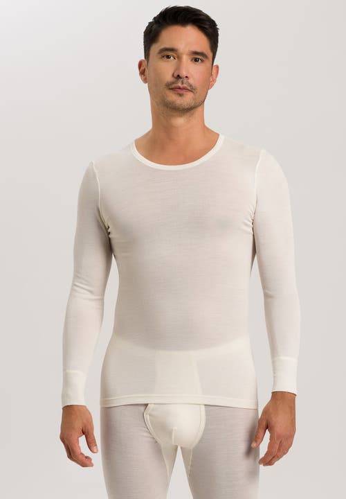 Hanro Woolen Silk Long Sleeve Crewneck Tee In Cygne