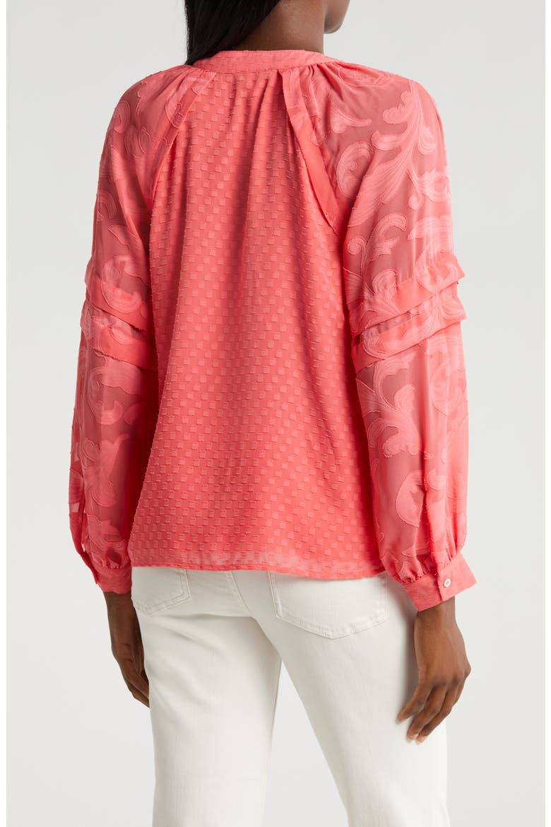 Raglan Sleeve V-Neck Top, Alternate, color, CALYPSO CORAL