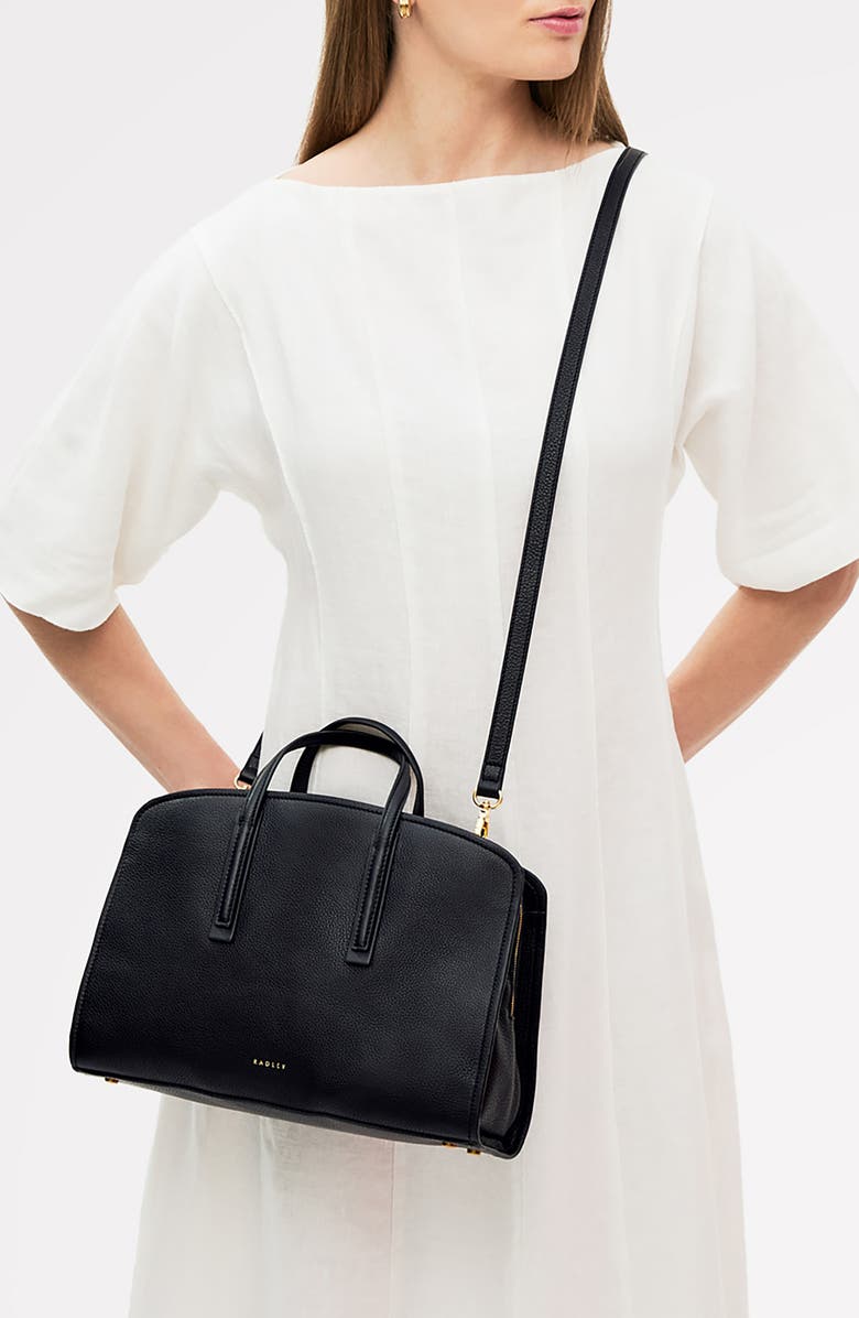 Radley Arragon Pebbled Leather Satchel, Alternate, color, Black