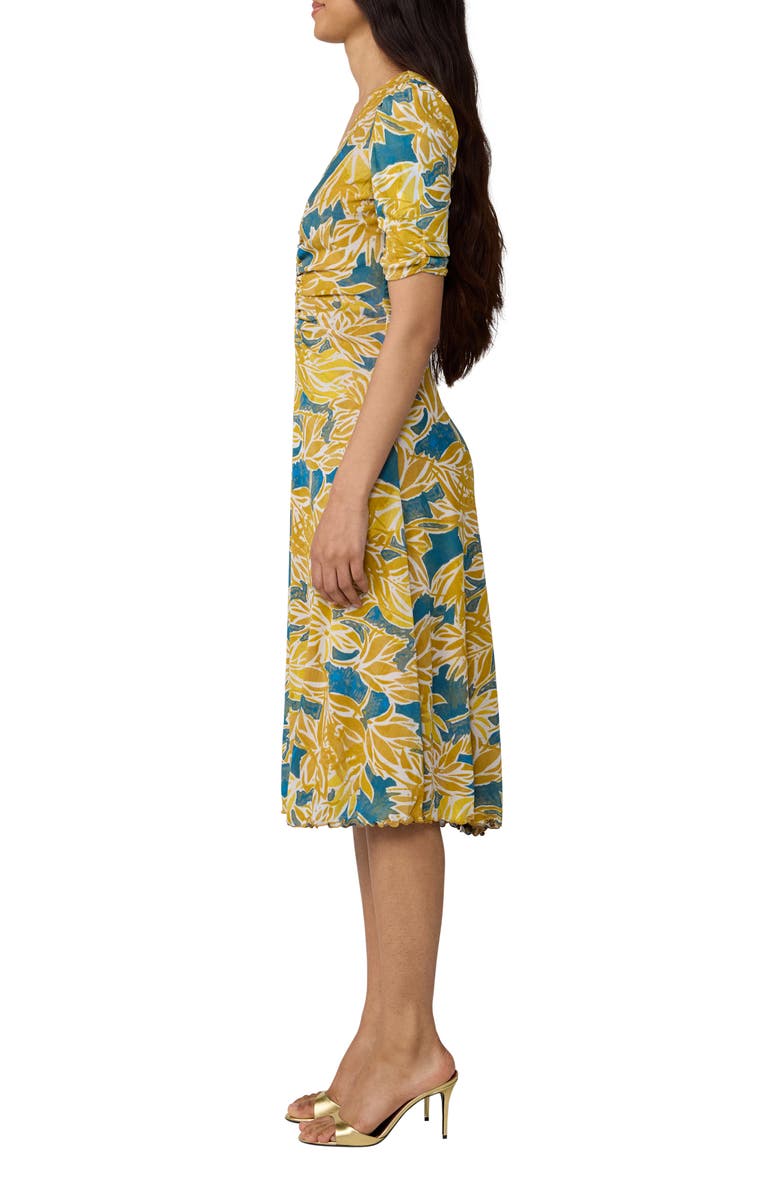 Diane von Furstenberg Koren Print Ruched Reversible Dress, Alternate, color, Sea Palm Mid Crete Blue