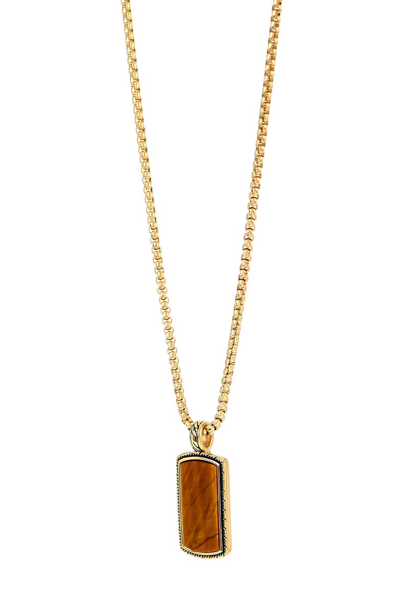 Men's Stone Pendant Necklace, Alternate, color, GOLD/ BROWN