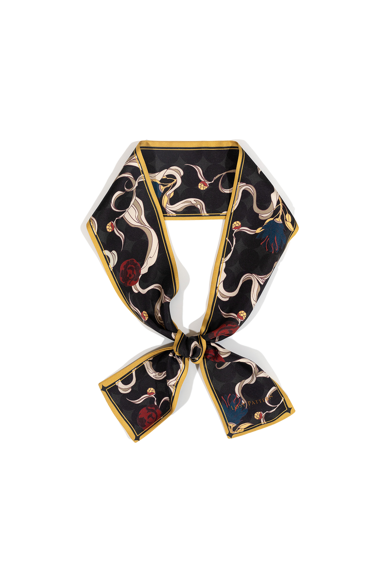 Lost Pattern "Dream Hunter" Silk Skinny Scarf, Main, color, Black