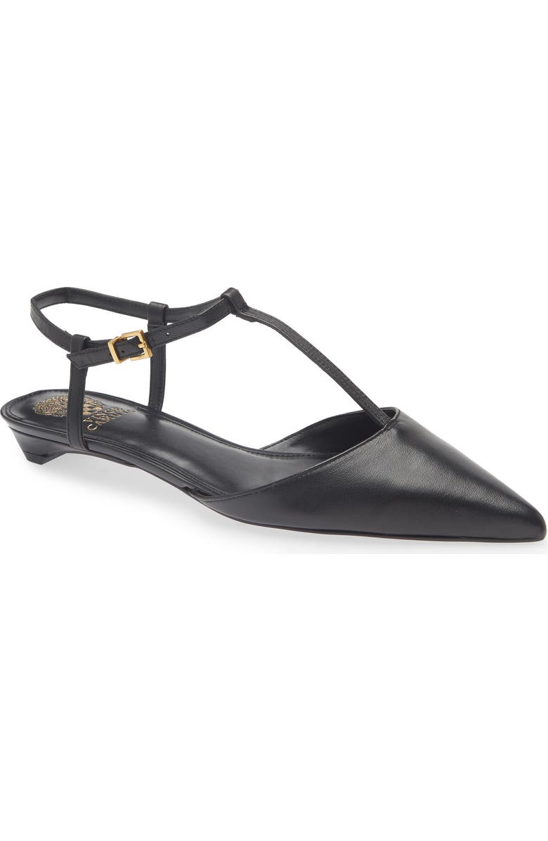 Vince Camuto Varena Ankle Strap Pointed Toe Flat, Main, color, Black