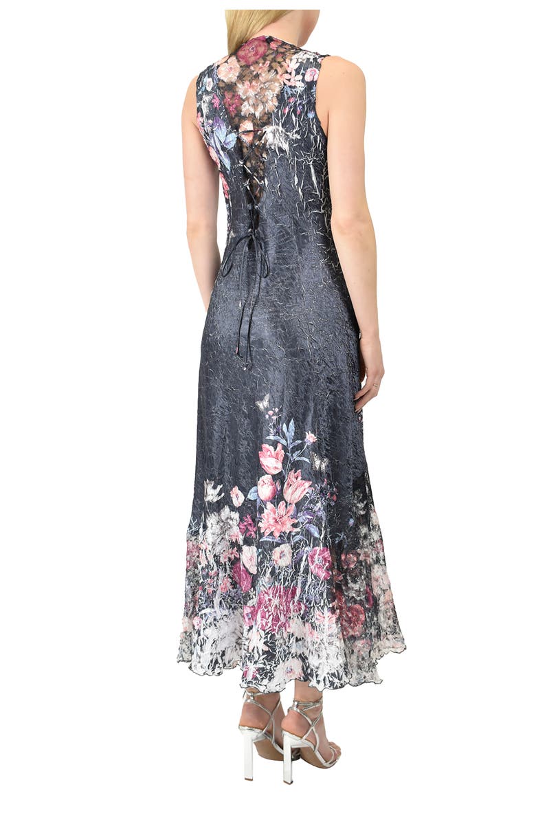 Komarov Floral Long Dress with Lace Up Back Detail, Alternate, color, Florenza