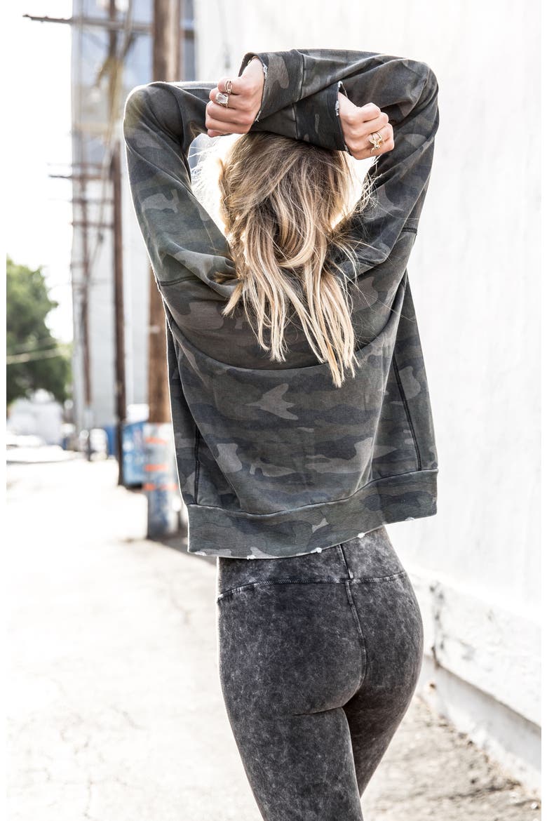 Distressed Camo Sweatshirt, Alternate, color, ARMY CAMO