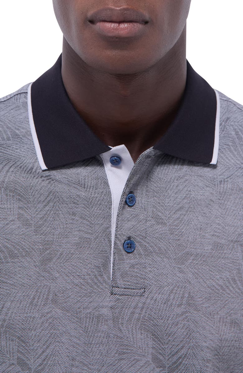Bugatchi Bird
s Eye Leaf Pattern Cotton Polo, Alternate, color, Black