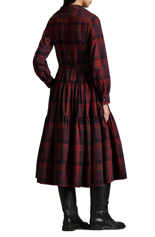 Polo Ralph Lauren Plaid Tiered Shirtdress In Red