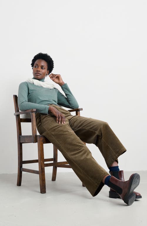Seasalt Cornwall Landing Turtleneck Stretch Organic Cotton Top In Green