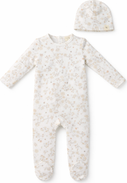 Bebe Bella Girl All Over Floral and Mushroom Print Romper with Hat
