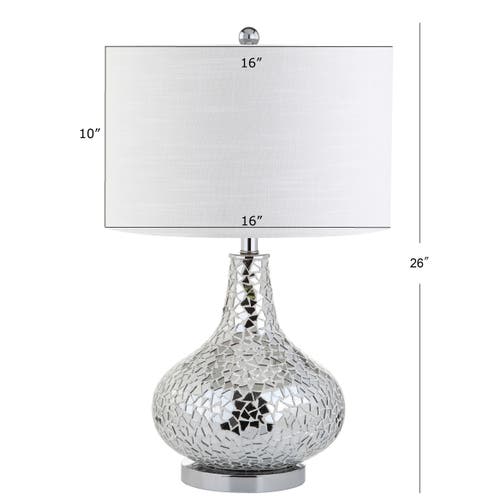 Jonathan Y Emilia 26" Mirrored Mosaic Led Table Lamp In Silver/gray