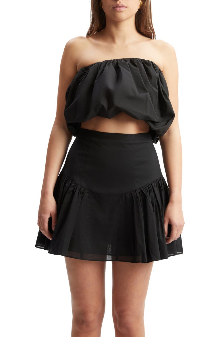 Amorette Cotton Miniskirt, Alternate, color, BLACK