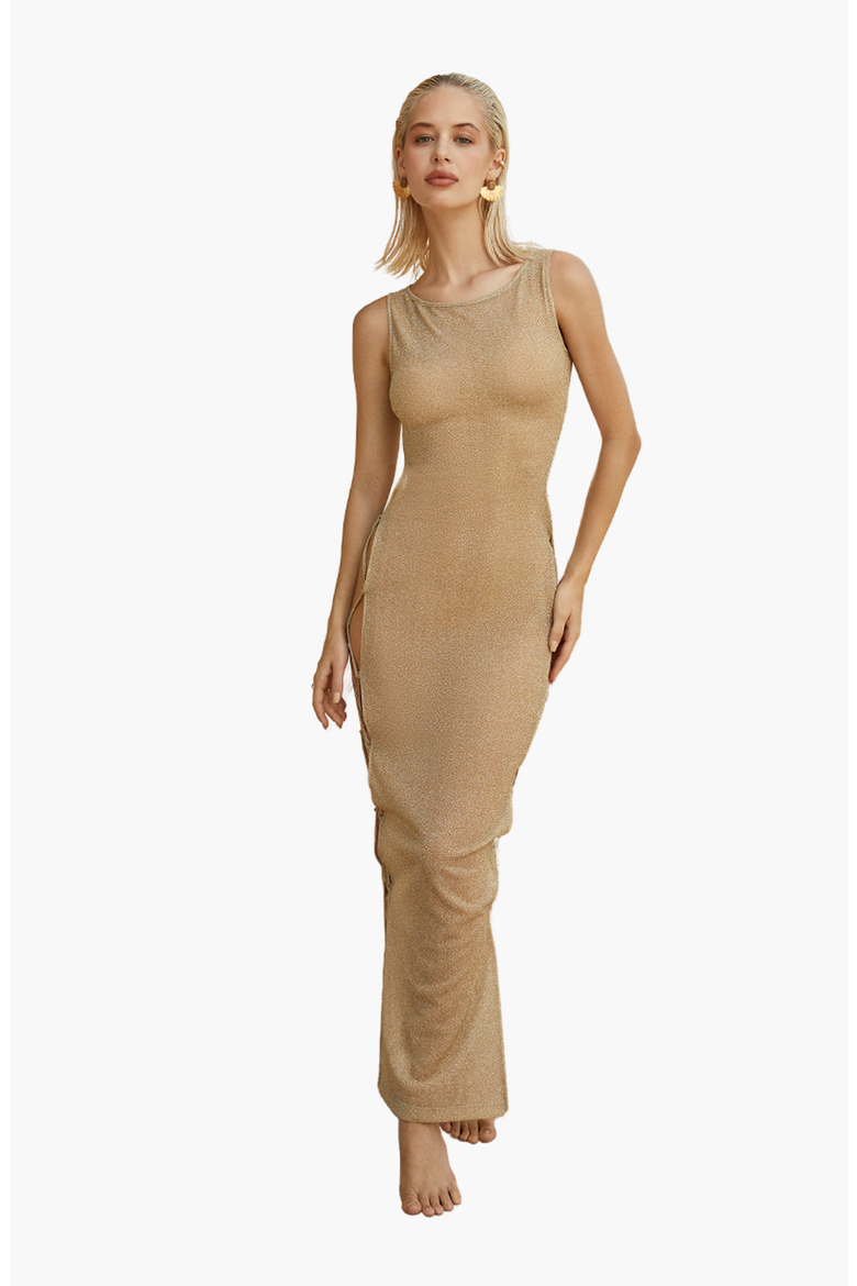 NYX Rope Detailed Beach Dress, Main, color, Gold