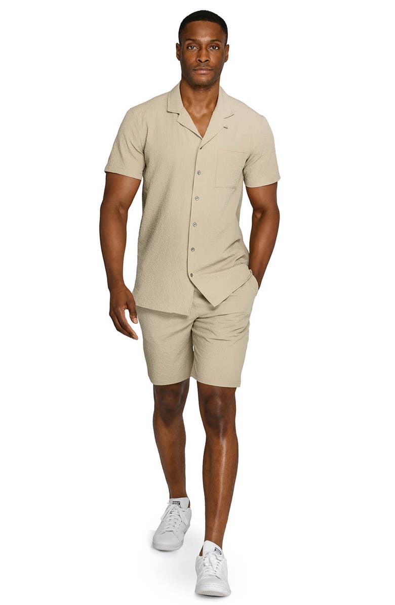 W.R.K Slim Fit Drawstring Seersucker Shorts, Alternate, color, Tan