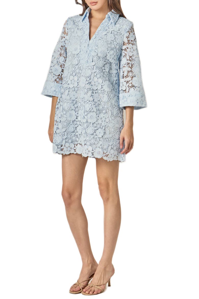 Guipure Lace Minidress, Alternate, color, POWDER BLUE
