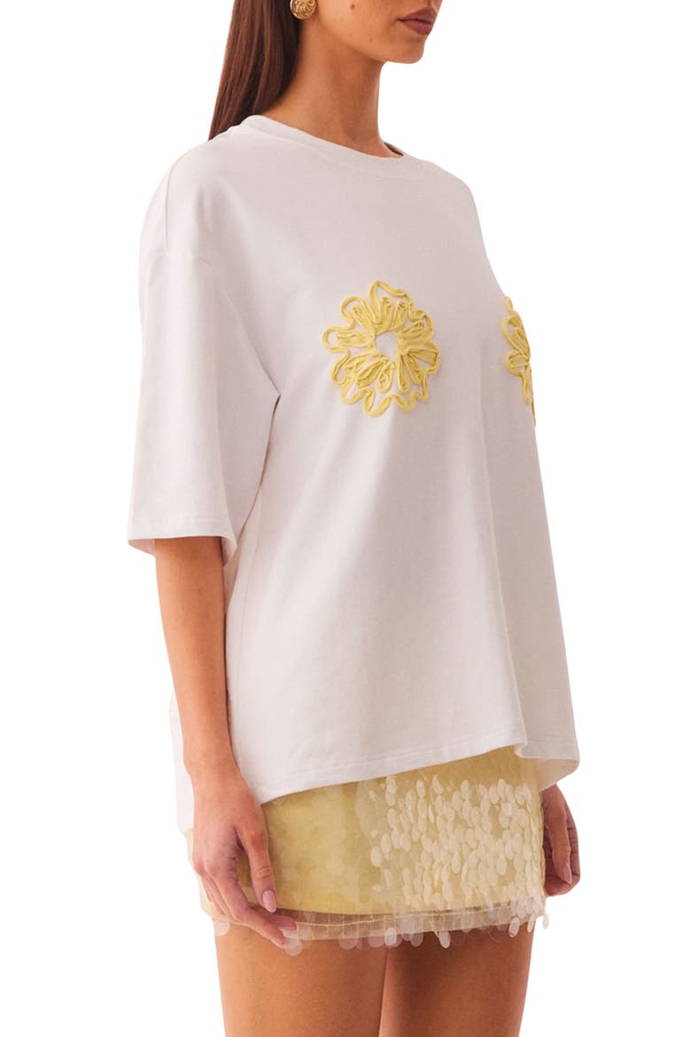 Mai Tai Cord Embellished Floral Stretch Cotton T-Shirt, Alternate, color, YELLOW FLORAL