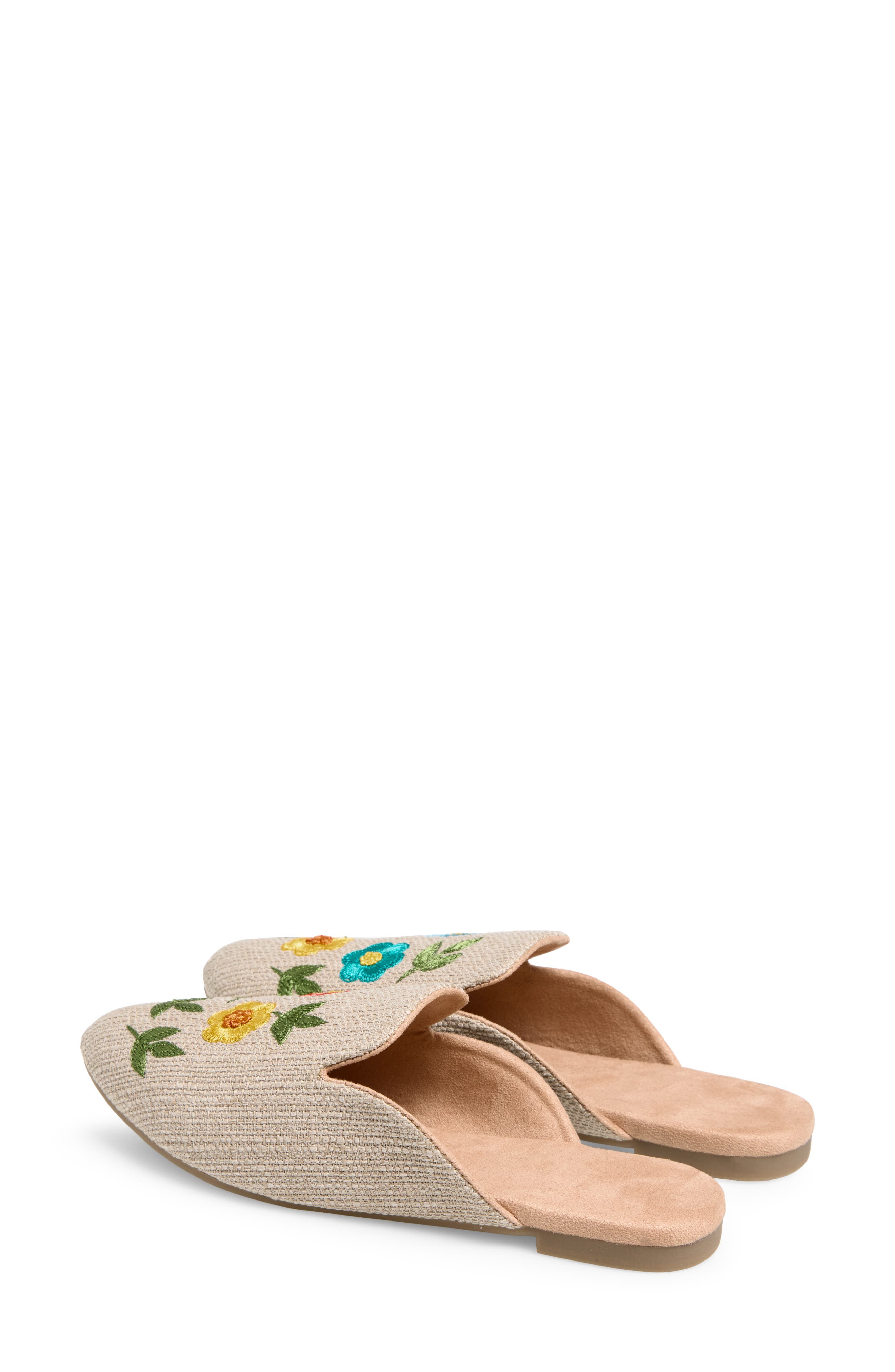 FUCHSIA Sunny Meadows Floral Embroidered Mule, Alternate, color, Light Beige