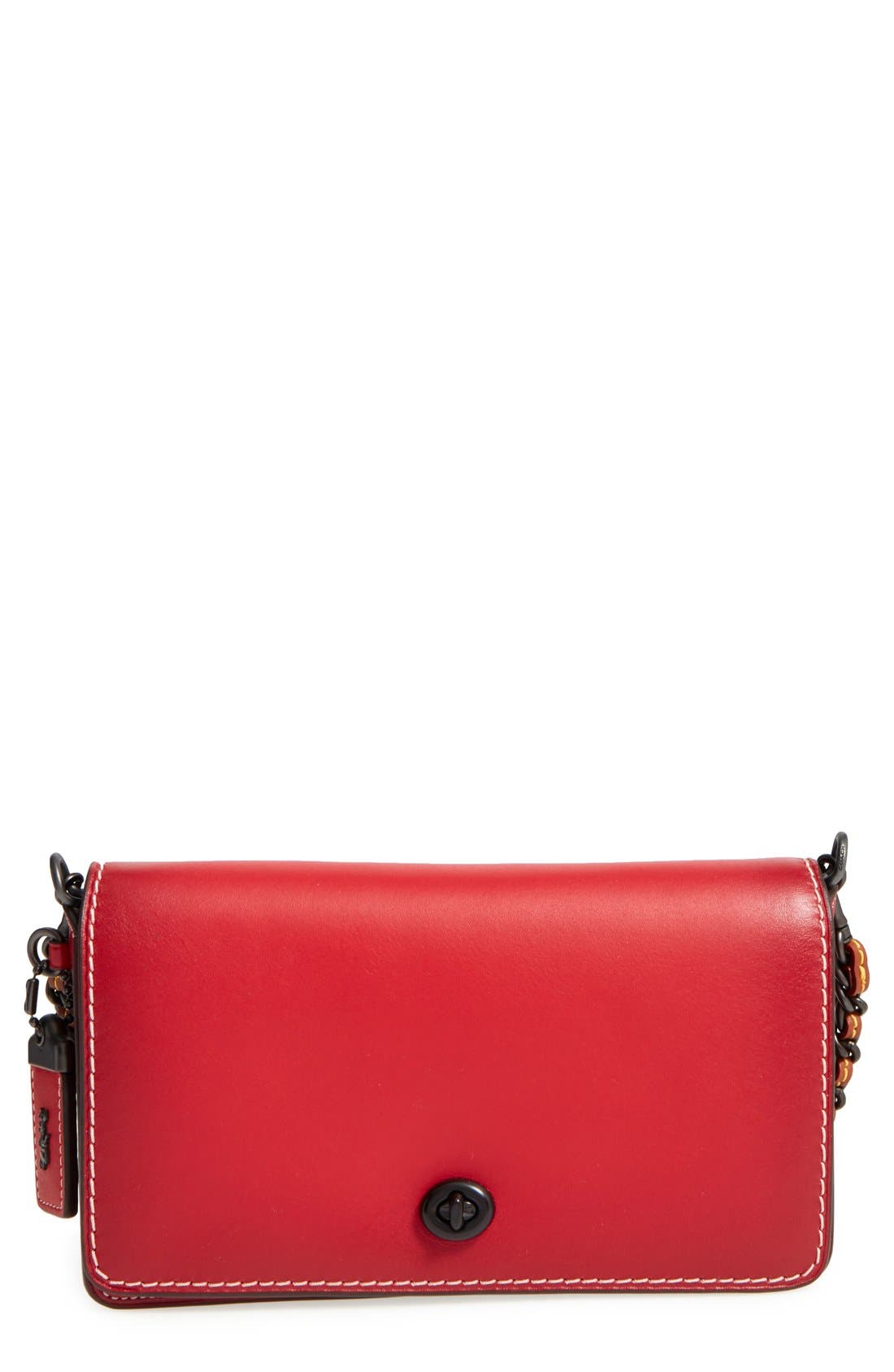 1941 'Dinky' Leather Crossbody Bag, Main, color, RED