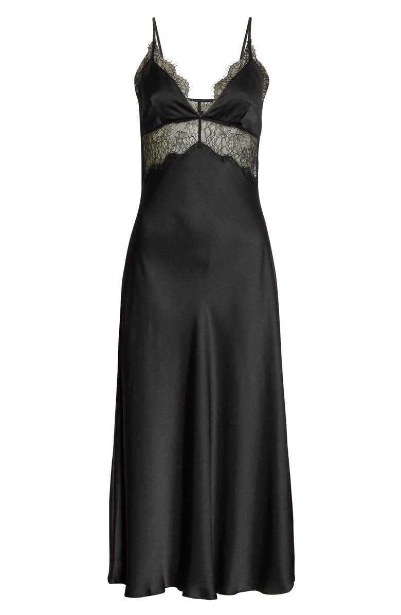 CAMI NYC The Tucker Lace Trim Silk Midi Slipdress, Alternate, color, 