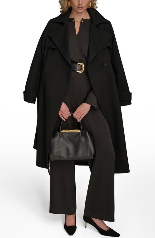 Donna Karan New York Belted Long Raincoat In Black