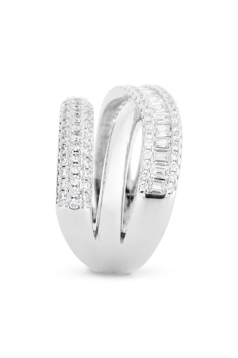 Cubic Zirconia Crisscross Band Ring, Alternate, color, CLEAR- SILVER